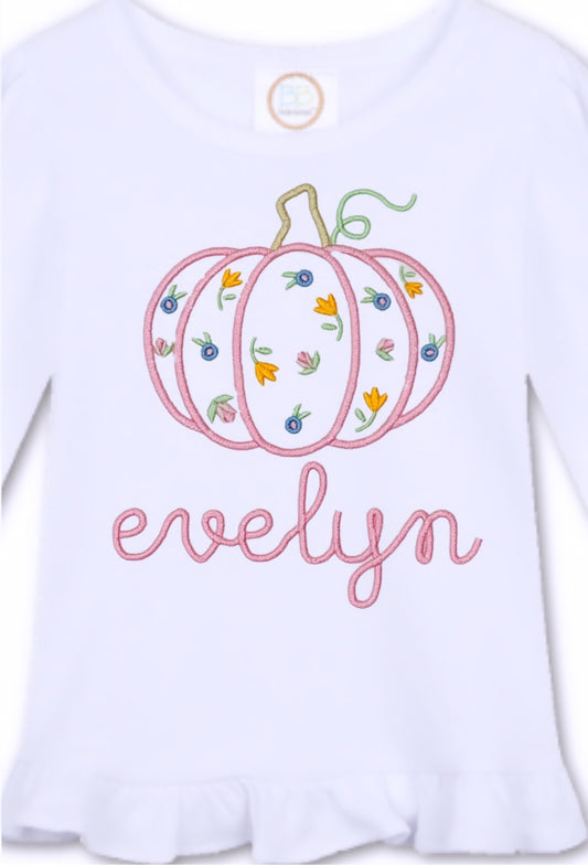 Floral Pumpkin Shirt - Perfectly Playful Designs
