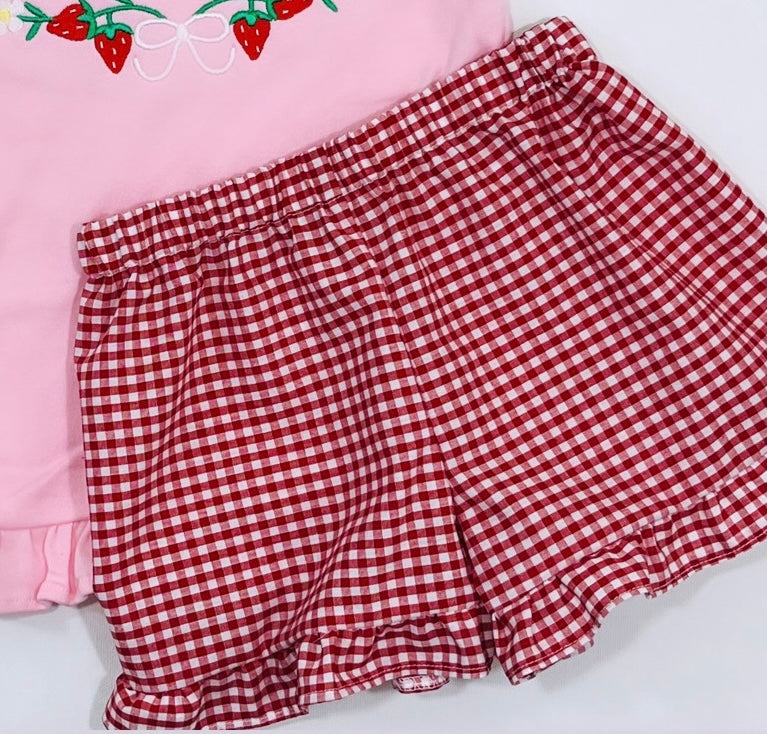 Red Gingham Ruffle Shorts - Perfectly Playful Designs