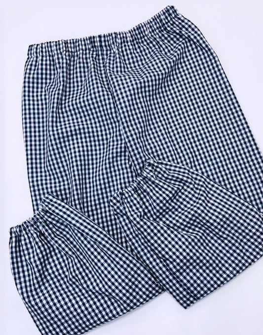 Navy Blue Gingham Bubble - Pants and Shorts